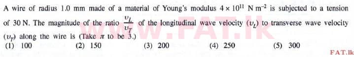 National Syllabus : Advanced Level (A/L) Physics - 2015 August - Paper I (English Medium) 30 1
