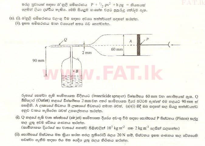 National Syllabus : Advanced Level (A/L) Physics - 2001 August - Paper II B (සිංහල Medium) 1 1