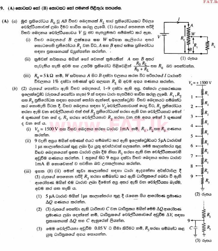 National Syllabus : Advanced Level (A/L) Physics - 2014 August - Paper II (සිංහල Medium) 9 1