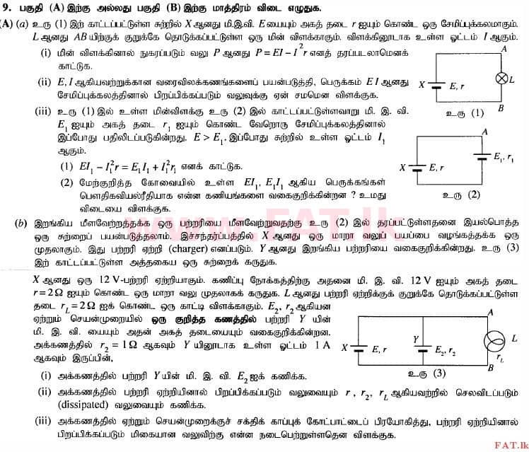 உள்ளூர் பாடத்திட்டம் : உயர்தரம் (உ/த) பௌதீகவியல் - 2015 ஆகஸ்ட் - தாள்கள் II (தமிழ் மொழிமூலம்) 9 1