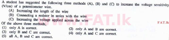 National Syllabus : Advanced Level (A/L) Physics - 2016 August - Paper I (English Medium) 5 1