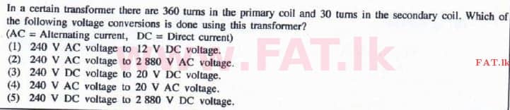 National Syllabus : Advanced Level (A/L) Physics - 2016 August - Paper I (English Medium) 6 1