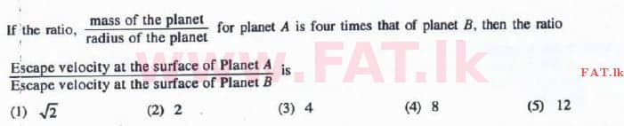 National Syllabus : Advanced Level (A/L) Physics - 2016 August - Paper I (English Medium) 23 1