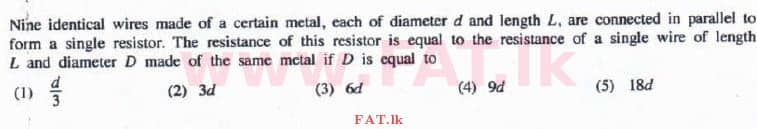 National Syllabus : Advanced Level (A/L) Physics - 2016 August - Paper I (English Medium) 26 1