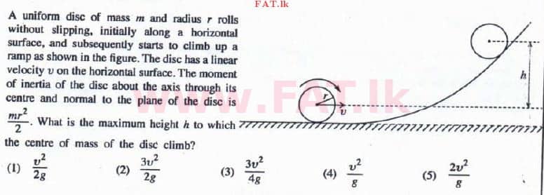 National Syllabus : Advanced Level (A/L) Physics - 2016 August - Paper I (English Medium) 30 1