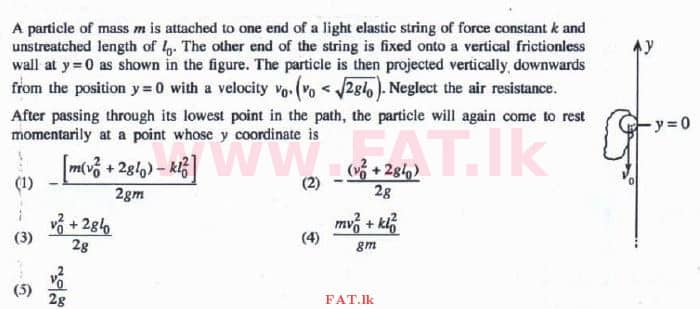 National Syllabus : Advanced Level (A/L) Physics - 2016 August - Paper I (English Medium) 50 1