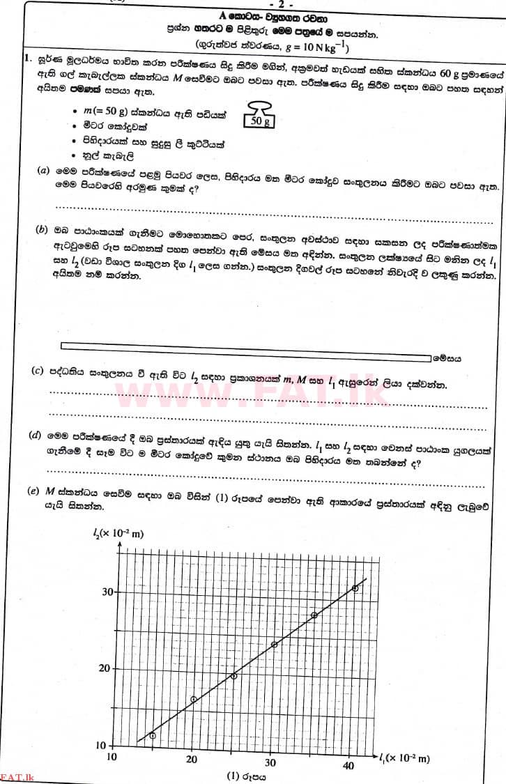 National Syllabus : Advanced Level (A/L) Physics - 2017 August - Paper II (සිංහල Medium) 1 1