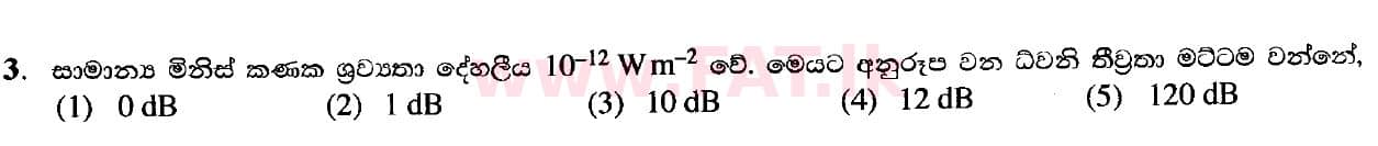 National Syllabus : Advanced Level (A/L) Physics - 2020 October - Paper I (New Syllabus) (සිංහල Medium) 3 1