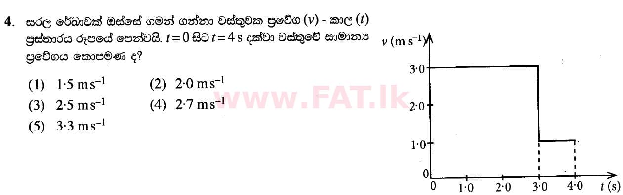 දේශීය විෂය නිර්දේශය : උසස් පෙළ (A/L) භෞතික විද්‍යාව - 2020 ඔක්තෝබර් - ප්‍රශ්න පත්‍රය I (නව විෂය නිර්දේශය) (සිංහල මාධ්‍යය) 4 1