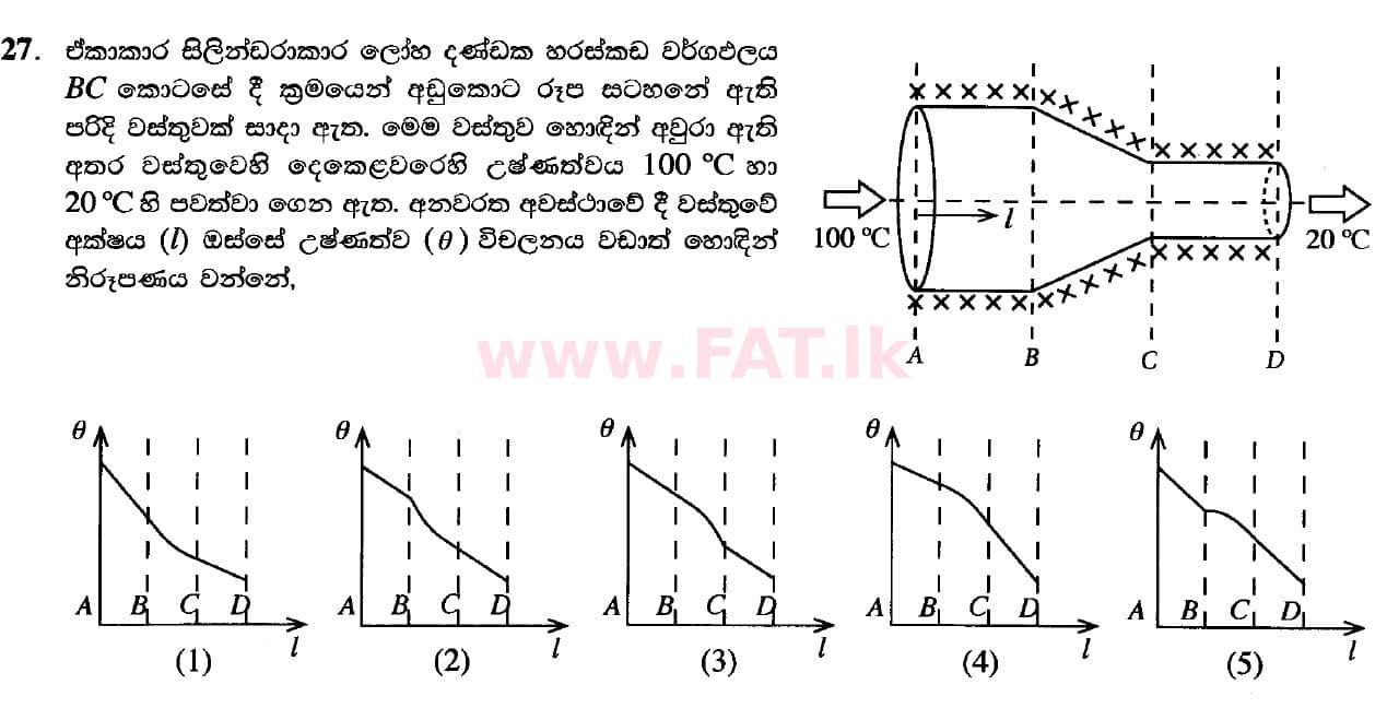 உள்ளூர் பாடத்திட்டம் : உயர்தரம் (உ/த) பௌதீகவியல் - 2020 அக்டோபர் - தாள்கள் I (புதிய பாடத்திட்டம்) (සිංහල மொழிமூலம்) 27 1