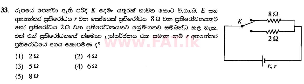 National Syllabus : Advanced Level (A/L) Physics - 2020 October - Paper I (New Syllabus) (සිංහල Medium) 33 1
