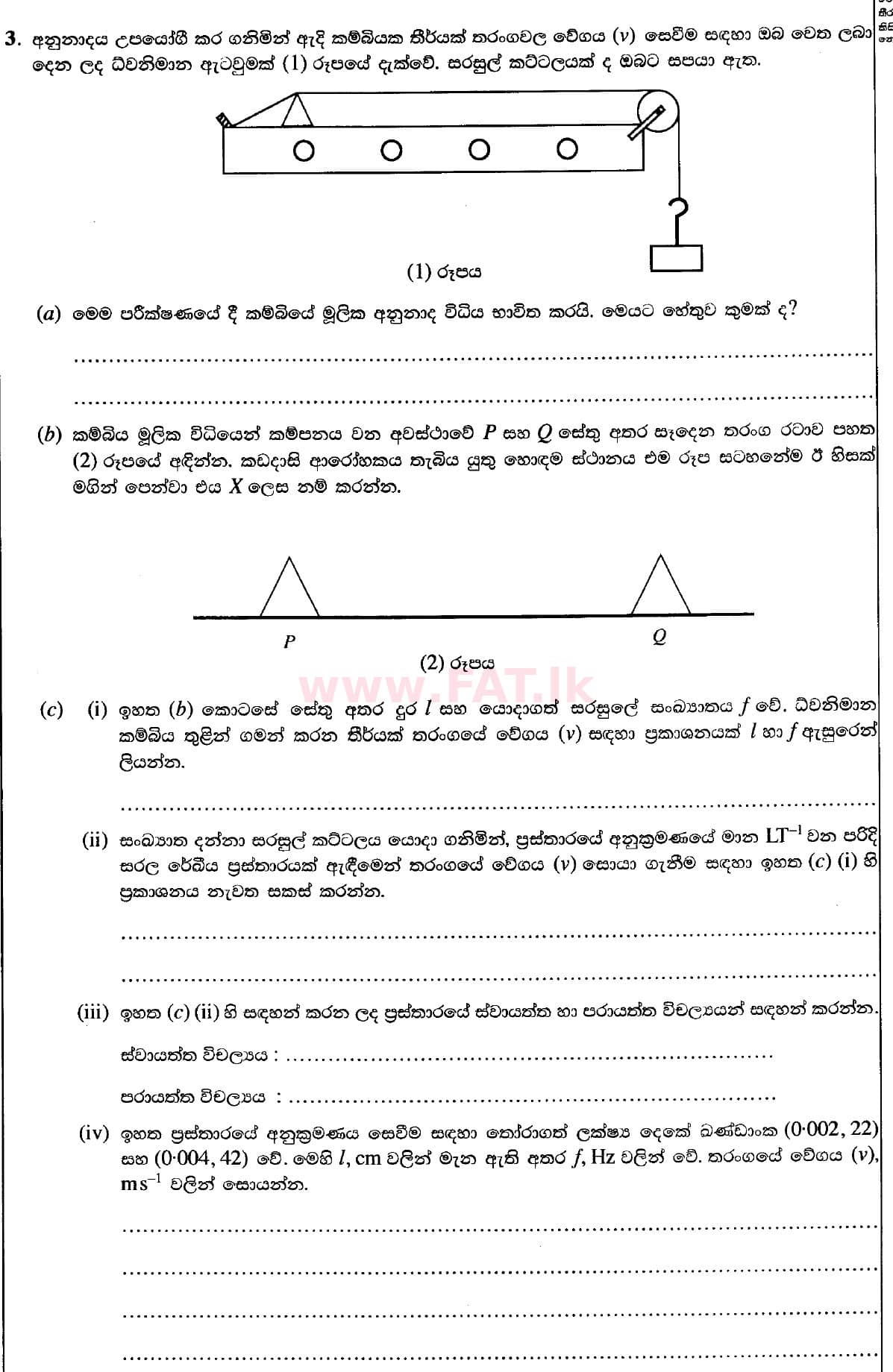 National Syllabus : Advanced Level (A/L) Physics - 2020 October - Paper II (New Syllabus) (සිංහල Medium) 3 1