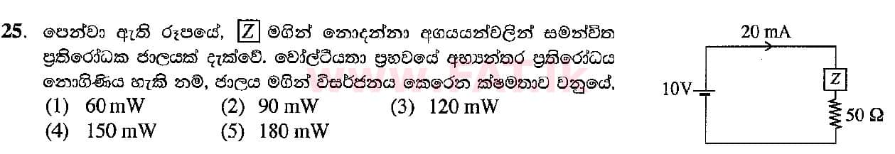 National Syllabus : Advanced Level (A/L) Physics - 2018 August - Paper I (සිංහල Medium) 25 1