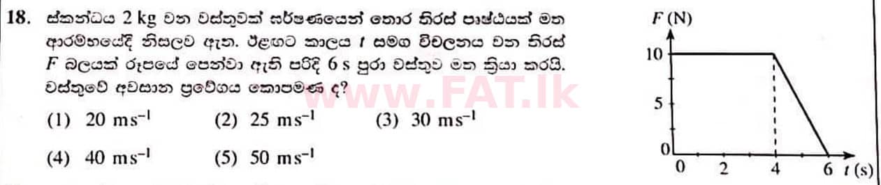உள்ளூர் பாடத்திட்டம் : உயர்தரம் (உ/த) பௌதீகவியல் - 2022 ஜனவரி - தாள்கள் I (සිංහල மொழிமூலம்) 18 1