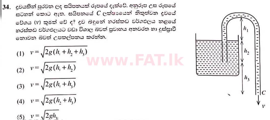 National Syllabus : Advanced Level (A/L) Physics - 2022 January - Paper I (සිංහල Medium) 34 1