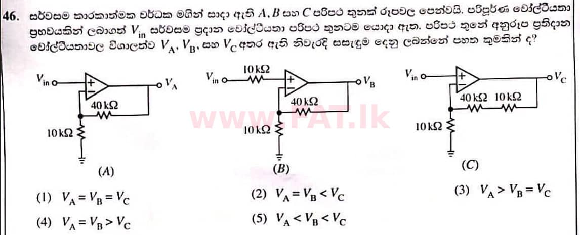 National Syllabus : Advanced Level (A/L) Physics - 2022 January - Paper I (සිංහල Medium) 46 1