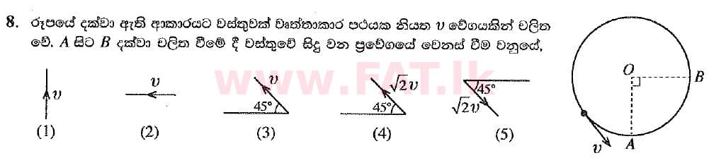 National Syllabus : Advanced Level (A/L) Physics - 2019 August - Paper I (New Syllabus) (සිංහල Medium) 8 1
