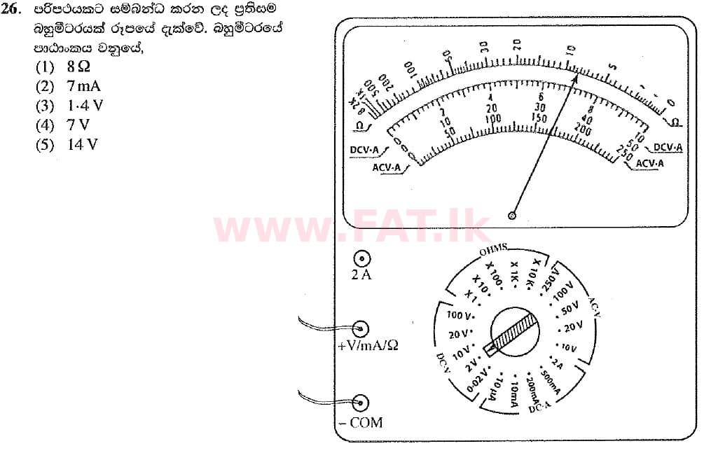 National Syllabus : Advanced Level (A/L) Physics - 2019 August - Paper I (New Syllabus) (සිංහල Medium) 26 1
