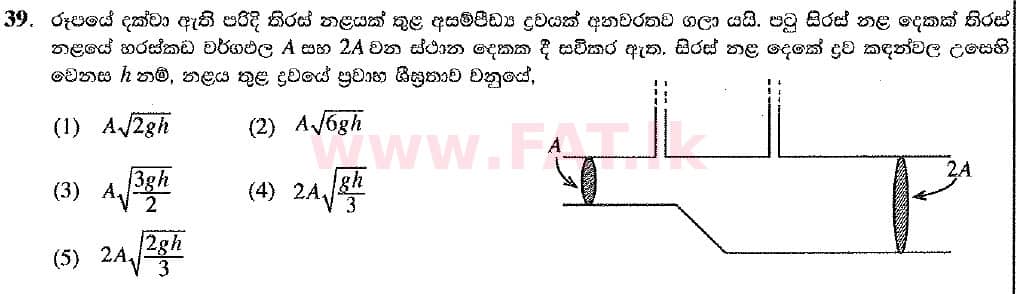 National Syllabus : Advanced Level (A/L) Physics - 2019 August - Paper I (New Syllabus) (සිංහල Medium) 39 1