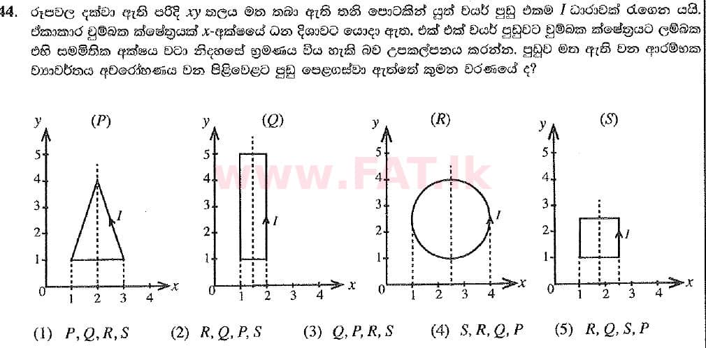 National Syllabus : Advanced Level (A/L) Physics - 2019 August - Paper I (New Syllabus) (සිංහල Medium) 44 1