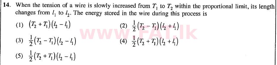 National Syllabus : Advanced Level (A/L) Physics - 2019 August - Paper I (New Syllabus) (English Medium) 14 1