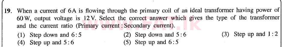 National Syllabus : Advanced Level (A/L) Physics - 2019 August - Paper I (New Syllabus) (English Medium) 19 1