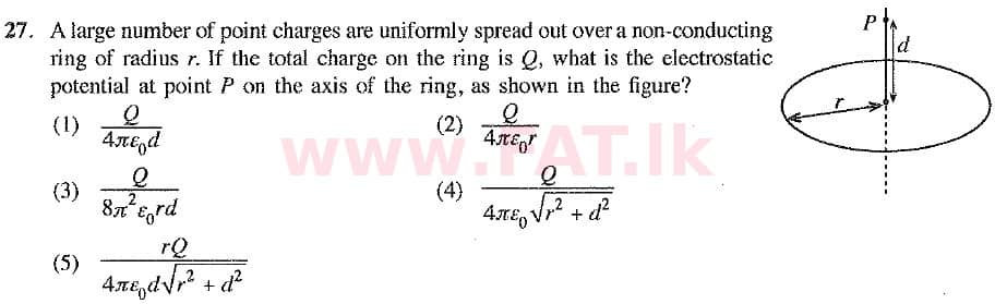 National Syllabus : Advanced Level (A/L) Physics - 2019 August - Paper I (New Syllabus) (English Medium) 27 1
