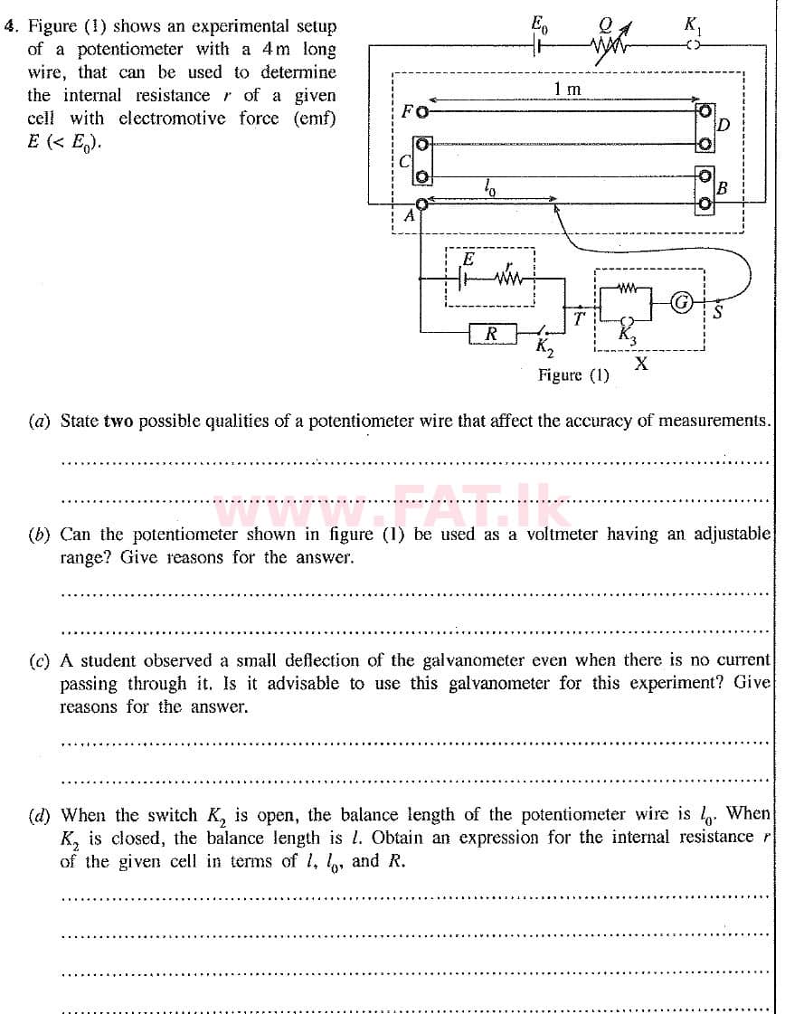 உள்ளூர் பாடத்திட்டம் : உயர்தரம் (உ/த) பௌதீகவியல் - 2019 ஆகஸ்ட் - தாள்கள் II (புதிய பாடத்திட்டம்) (English மொழிமூலம்) 4 1
