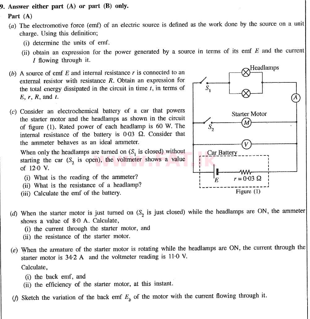உள்ளூர் பாடத்திட்டம் : உயர்தரம் (உ/த) பௌதீகவியல் - 2019 ஆகஸ்ட் - தாள்கள் II (புதிய பாடத்திட்டம்) (English மொழிமூலம்) 9 1