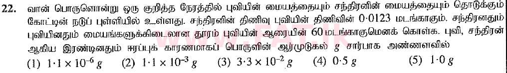 National Syllabus : Advanced Level (A/L) Physics - 2019 August - Paper I (New Syllabus) (தமிழ் Medium) 22 1