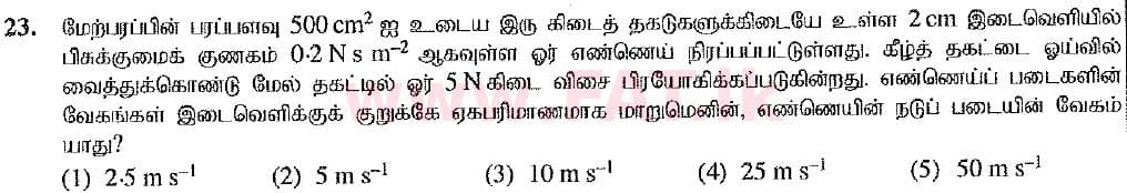 National Syllabus : Advanced Level (A/L) Physics - 2019 August - Paper I (New Syllabus) (தமிழ் Medium) 23 1