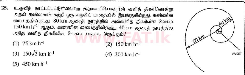 National Syllabus : Advanced Level (A/L) Physics - 2019 August - Paper I (New Syllabus) (தமிழ் Medium) 25 1