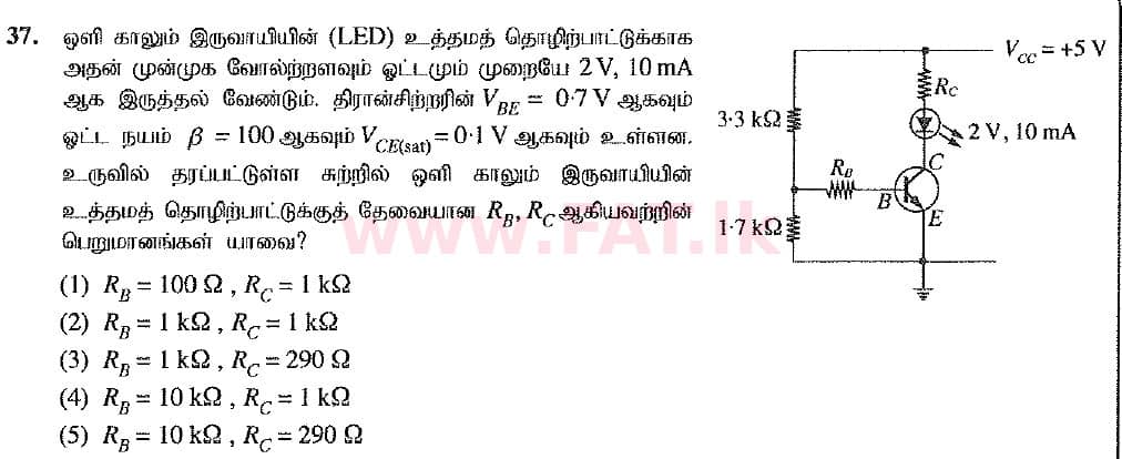 National Syllabus : Advanced Level (A/L) Physics - 2019 August - Paper I (New Syllabus) (தமிழ் Medium) 37 1