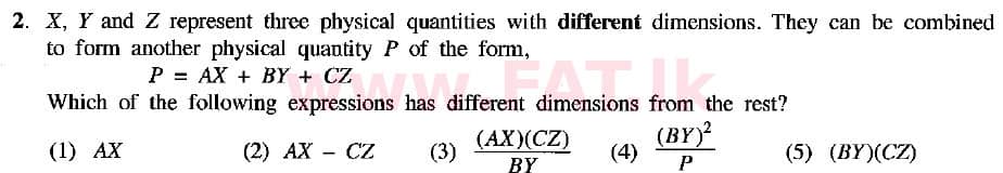 உள்ளூர் பாடத்திட்டம் : உயர்தரம் (உ/த) பௌதீகவியல் - 2018 ஆகஸ்ட் - தாள்கள் I (English மொழிமூலம்) 2 1