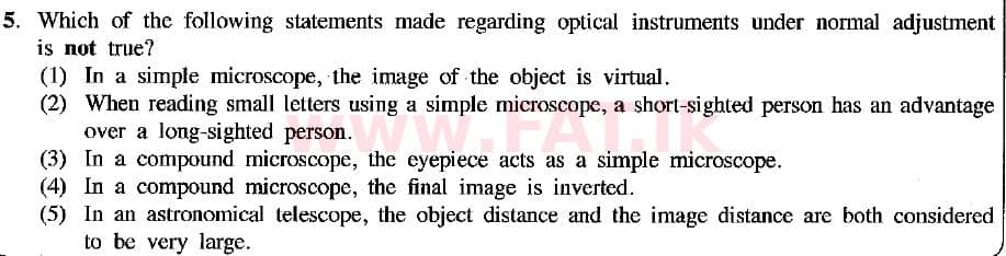உள்ளூர் பாடத்திட்டம் : உயர்தரம் (உ/த) பௌதீகவியல் - 2018 ஆகஸ்ட் - தாள்கள் I (English மொழிமூலம்) 5 1