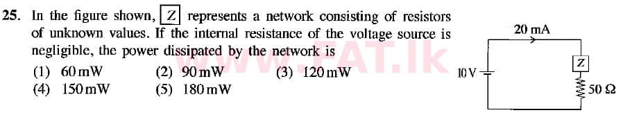 உள்ளூர் பாடத்திட்டம் : உயர்தரம் (உ/த) பௌதீகவியல் - 2018 ஆகஸ்ட் - தாள்கள் I (English மொழிமூலம்) 25 1