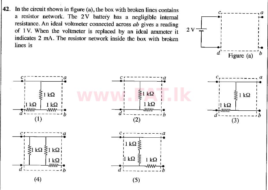 உள்ளூர் பாடத்திட்டம் : உயர்தரம் (உ/த) பௌதீகவியல் - 2018 ஆகஸ்ட் - தாள்கள் I (English மொழிமூலம்) 42 1