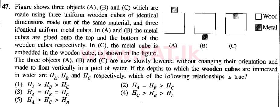 உள்ளூர் பாடத்திட்டம் : உயர்தரம் (உ/த) பௌதீகவியல் - 2018 ஆகஸ்ட் - தாள்கள் I (English மொழிமூலம்) 47 1