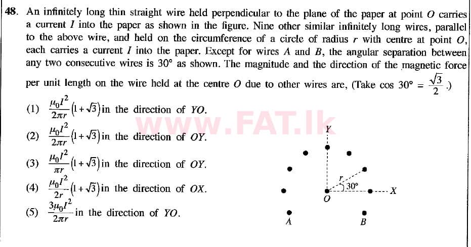 உள்ளூர் பாடத்திட்டம் : உயர்தரம் (உ/த) பௌதீகவியல் - 2018 ஆகஸ்ட் - தாள்கள் I (English மொழிமூலம்) 48 1