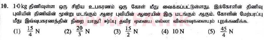 உள்ளூர் பாடத்திட்டம் : உயர்தரம் (உ/த) பௌதீகவியல் - 2020 அக்டோபர் - தாள்கள் I (புதிய பாடத்திட்டம்) (தமிழ் மொழிமூலம்) 10 1