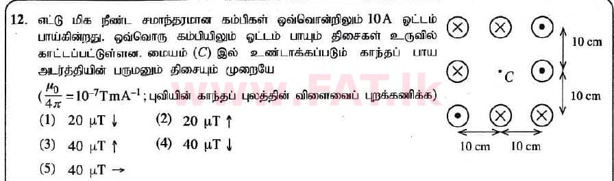 உள்ளூர் பாடத்திட்டம் : உயர்தரம் (உ/த) பௌதீகவியல் - 2020 அக்டோபர் - தாள்கள் I (புதிய பாடத்திட்டம்) (தமிழ் மொழிமூலம்) 12 1