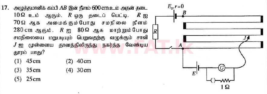 உள்ளூர் பாடத்திட்டம் : உயர்தரம் (உ/த) பௌதீகவியல் - 2020 அக்டோபர் - தாள்கள் I (புதிய பாடத்திட்டம்) (தமிழ் மொழிமூலம்) 17 1