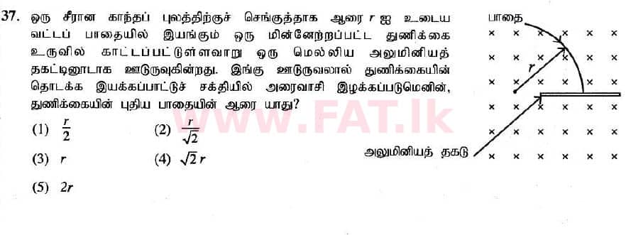 உள்ளூர் பாடத்திட்டம் : உயர்தரம் (உ/த) பௌதீகவியல் - 2020 அக்டோபர் - தாள்கள் I (புதிய பாடத்திட்டம்) (தமிழ் மொழிமூலம்) 37 1