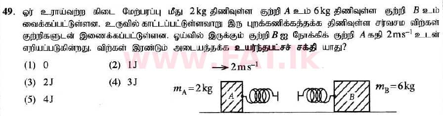 National Syllabus : Advanced Level (A/L) Physics - 2020 October - Paper I (New Syllabus) (தமிழ் Medium) 49 1