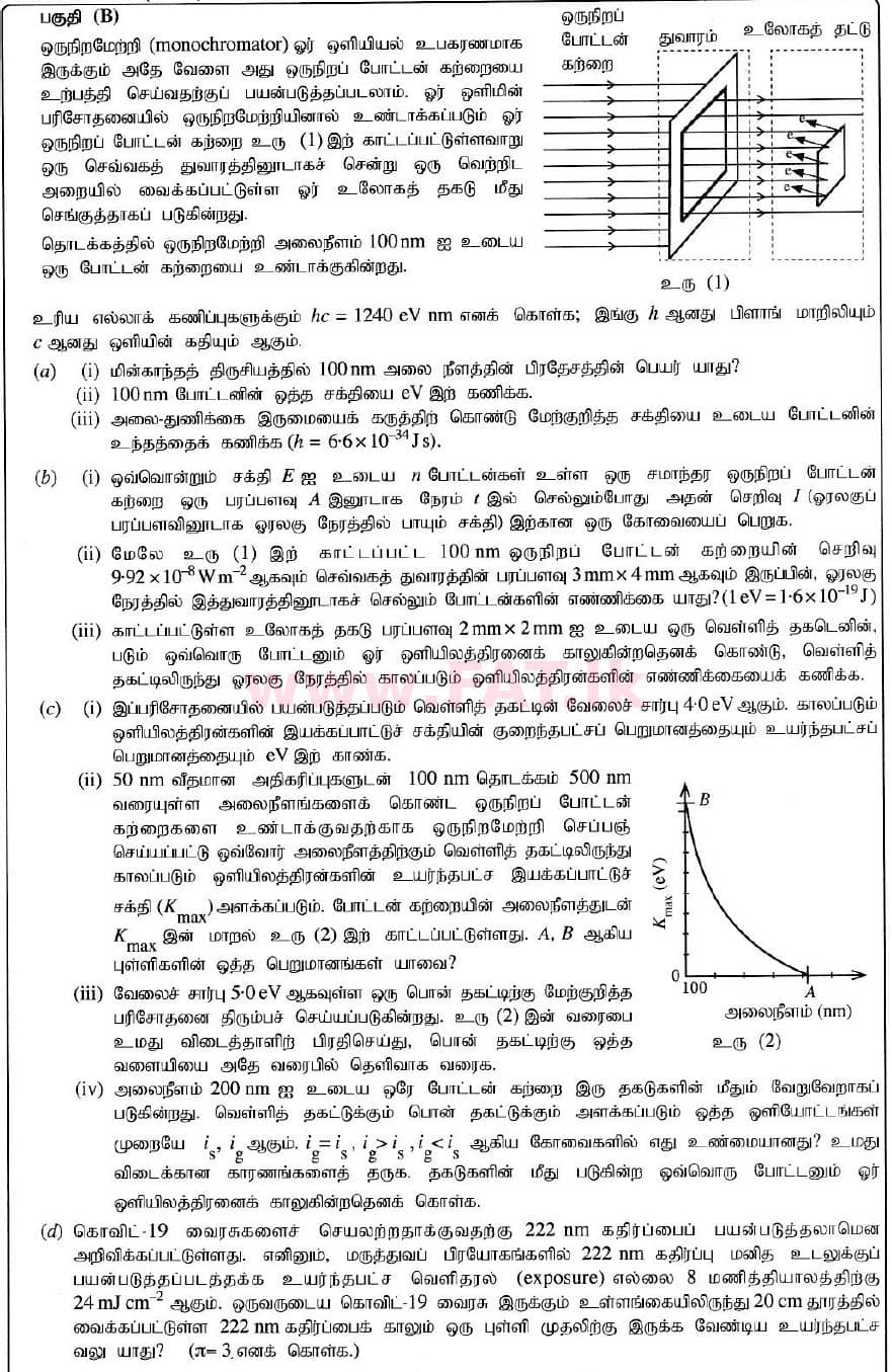 National Syllabus : Advanced Level (A/L) Physics - 2020 October - Paper II (New Syllabus) (தமிழ் Medium) 10 2