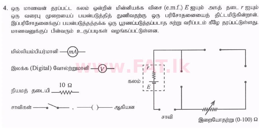 දේශීය විෂය නිර්දේශය : උසස් පෙළ (A/L) භෞතික විද්‍යාව - 2020 ඔක්තෝබර් - ප්‍රශ්න පත්‍රය II (නව විෂය නිර්දේශය) (தமிழ் මාධ්‍යය) 4 6183