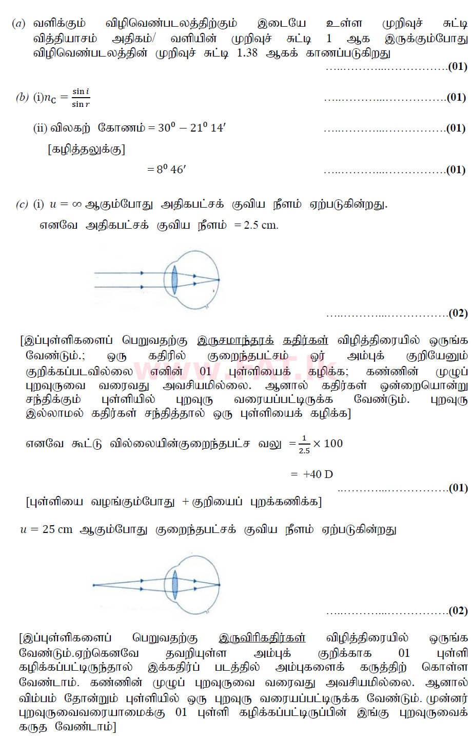 உள்ளூர் பாடத்திட்டம் : உயர்தரம் (உ/த) பௌதீகவியல் - 2020 அக்டோபர் - தாள்கள் II (புதிய பாடத்திட்டம்) (தமிழ் மொழிமூலம்) 6 6193