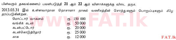 National Syllabus : Ordinary Level (O/L) Business and Accounting Studies - 2013 December - Paper I (தமிழ் Medium) 22 1