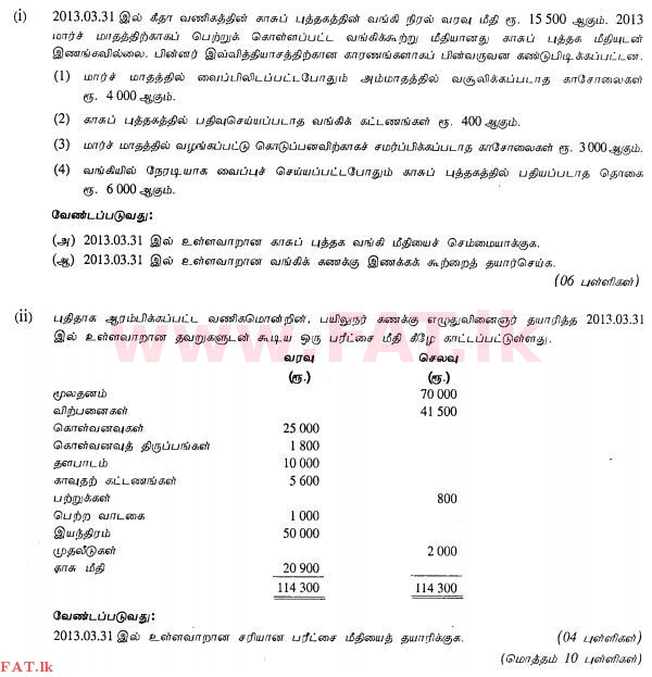 National Syllabus : Ordinary Level (O/L) Business and Accounting Studies - 2013 December - Paper II (தமிழ் Medium) 6 1