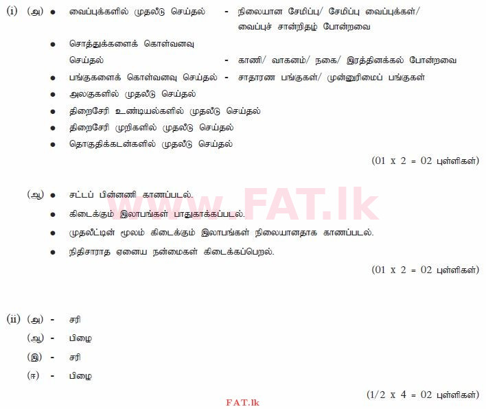 National Syllabus : Ordinary Level (O/L) Business and Accounting Studies - 2013 December - Paper II (தமிழ் Medium) 4 1011
